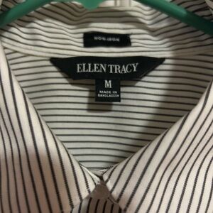 Ellen Tracy Woman’s Pinstripe Dress Shirt - size Medium-Black and White